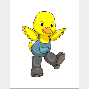 Duck as Farmer with Boots Posters and Art